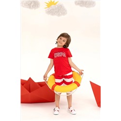 Erkek Çocuk Kırmızı Bisiklet Yaka Tişört