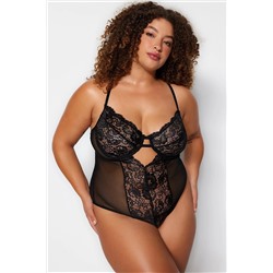 Trendyol Curve Siyah Cut Out Detaylı Dantel Body TBBAW24CS00002
