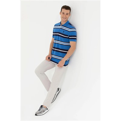 Erkek Saks Polo Yaka Tişört