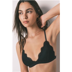 Sujetador triangular encaje negro