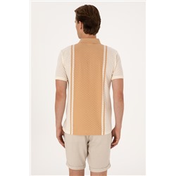 Erkek Regular Fit Ekru Polo Yaka Fermuarlı Tişört