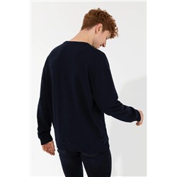 Erkek Lacivert Bisiklet Yaka Sweatshirt