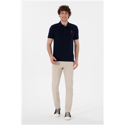 Erkek Slim Fit Polo Yaka Lacivert Basic Tişört