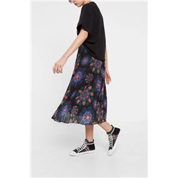 Falda midi plisada mandalas