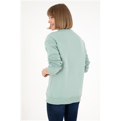 Erkek Su Yeşili Basic Sweatshirt