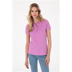 Kadın Fuşya Basic Polo Yaka Tişört