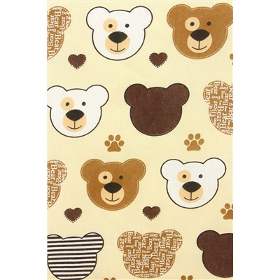 КПБ с простыней на резинке поплин арт. КПБП-ПР/мишка-топтышка