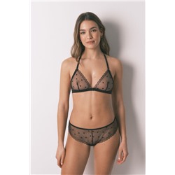 Braga ancha brasileña tul bordado negro