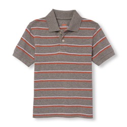Boys Short Sleeve Striped Polo