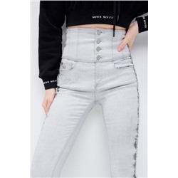 Vaquero skinny fit de tiro alto Gris claro