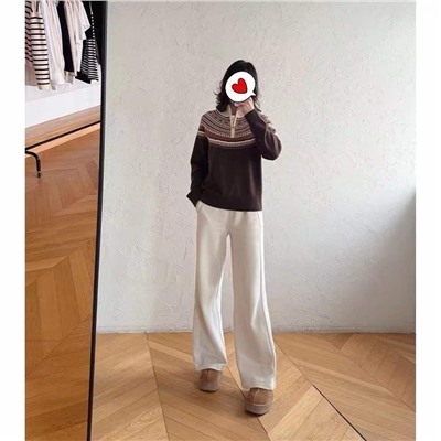 Женский шерстяной пуловер с короткой молнией АЙСИК*Л