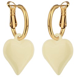 Серьги Сердцебиение (2, 5см, эмаль сливочное масло; покрытие золото), Есть комплект