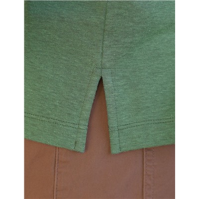 Футболка поло с воротником на пуговицах из полотна пике с меланжевым плетением с эластаном