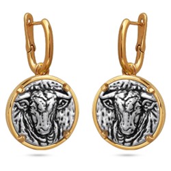 Серьги Телец (покрытие золото, античное серебро), Есть комплект