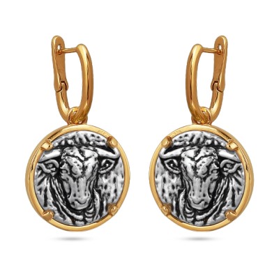 Серьги Телец (покрытие золото, античное серебро), Есть комплект