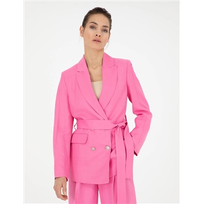 Pembe Keten Karışımlı Regular Fit Ceket