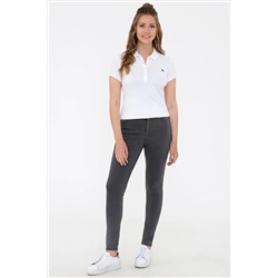 Kadın Beyaz Basic Polo Yaka Tişört