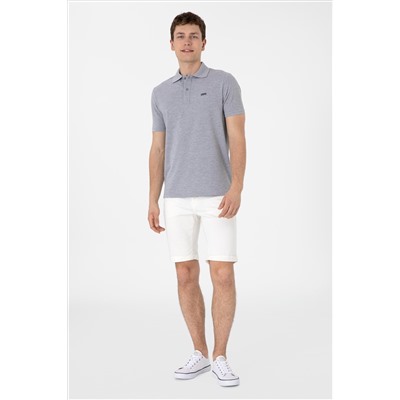 Erkek Regular Fit Polo Yaka Gri Melanj Basic Tişört