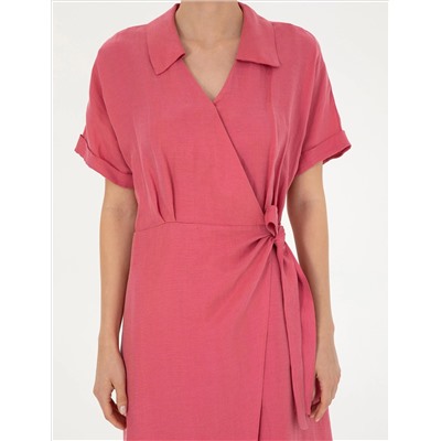 Pembe Comfort Fit Dokuma Elbise