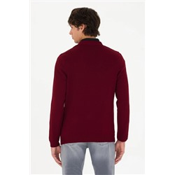 Erkek Bordo Basic Triko Hırka