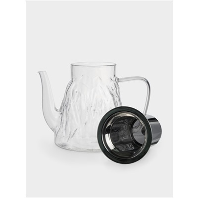 Чайник заварочный, 1 л, стекло Б/сталь, Мятая фактура