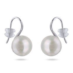 Серьги (жемчуг белый 12мм; покрытие родий)