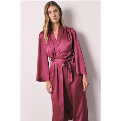 Bata larga satinada fruncidos