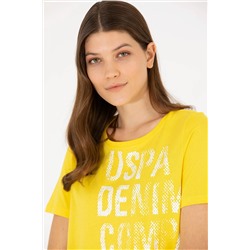 Kadın Sarı Bisiklet Yaka Tişört