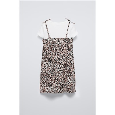 ANIMAL PRINT DRESS WITH COMBINED T-SHIRT