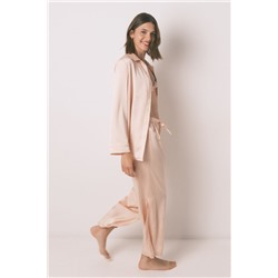 Pijama largo strass satén naranja