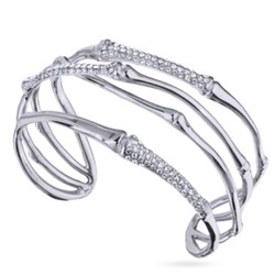 Браслет Бамбук (кристаллы белые; покрытие родий), Есть комплект