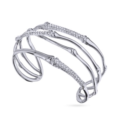 Браслет Бамбук (кристаллы белые; покрытие родий), Есть комплект