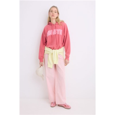 Sudadera capucha felpa algodón rosa