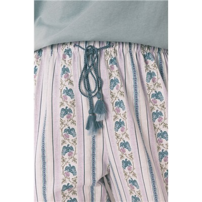 Pantalón largo carrot 100% algodón cenefas