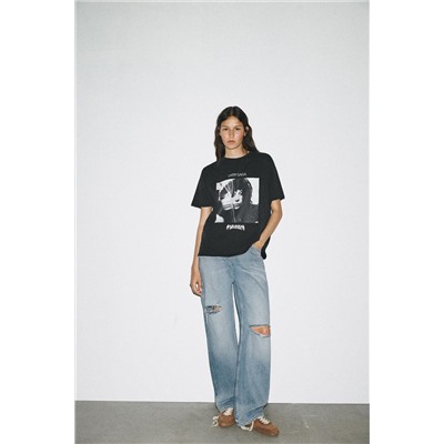 LADY GAGA FADED-EFFECT T-SHIRT