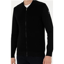 Erkek Siyah Basic Triko Hırka