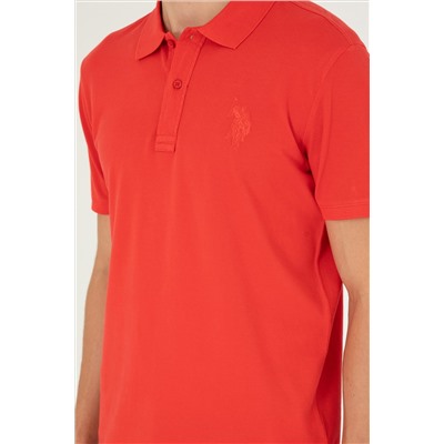 Erkek Slim Fit Polo Yaka Kırmızı Basic Tişört