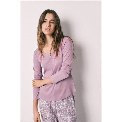 Pijama largo rosa estampado flores