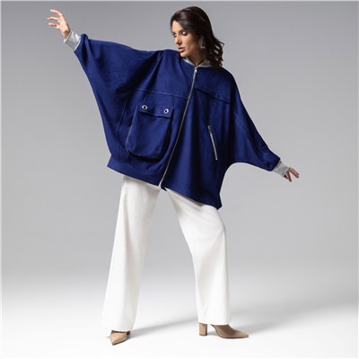 Бомбер из мягкой замши, Стильное вложение (oversize, S-M)