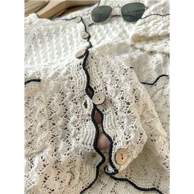 Свободный ажурный кардиган с короткими рукавами 2 цвета Н*М