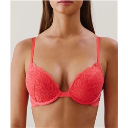 Sujetador ultra push-up de encaje rosa