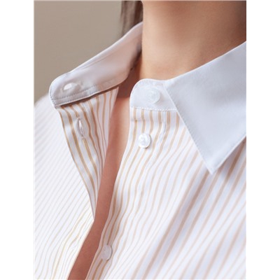 Блузка приталенного силуэта в полоску из эластичного хлопка