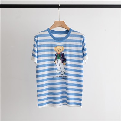 Модель с полосовой печатью RL, 16-вязальная машина, 22-игольный полосатый диск, метод одностороннего плетения, дизайн высококачественной серии бренда с печатью на передней панели, технология машинной вышивки с наложением, полный трехмерный эффект, шелковая пряжа