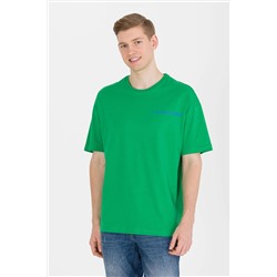 Erkek Elma Yeşili Oversize Bisiklet Yaka Tişört