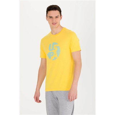 Erkek Koyu Sarı Bisiklet Yaka Tişört