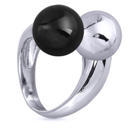 Кольцо Дуэт (Майорка 14мм черный металлик; покрытие родий), Есть комплект