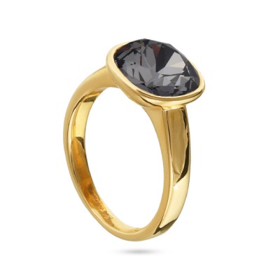 Кольцо Триумф (кристаллы SW темно-серые 10мм; покрытие золото), Есть комплект