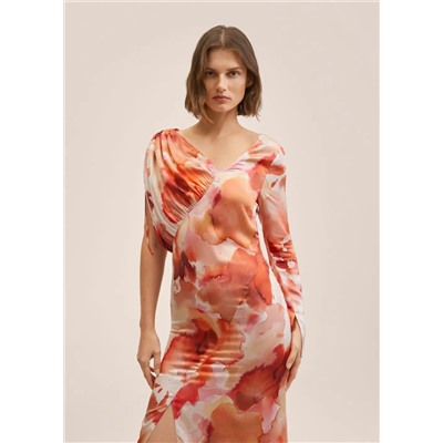 Vestido satinado estampado  -  Mujer | MANGO OUTLET España