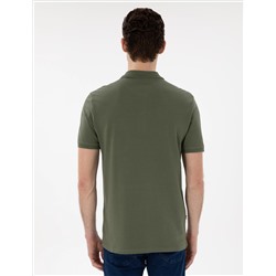 Haki Regular Fit %100 Pamuk Polo Yaka Basic Tişört