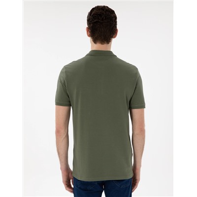 Haki Regular Fit %100 Pamuk Polo Yaka Basic Tişört